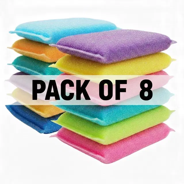 Foam Scrub Pad, Multicolour, Pack of 8