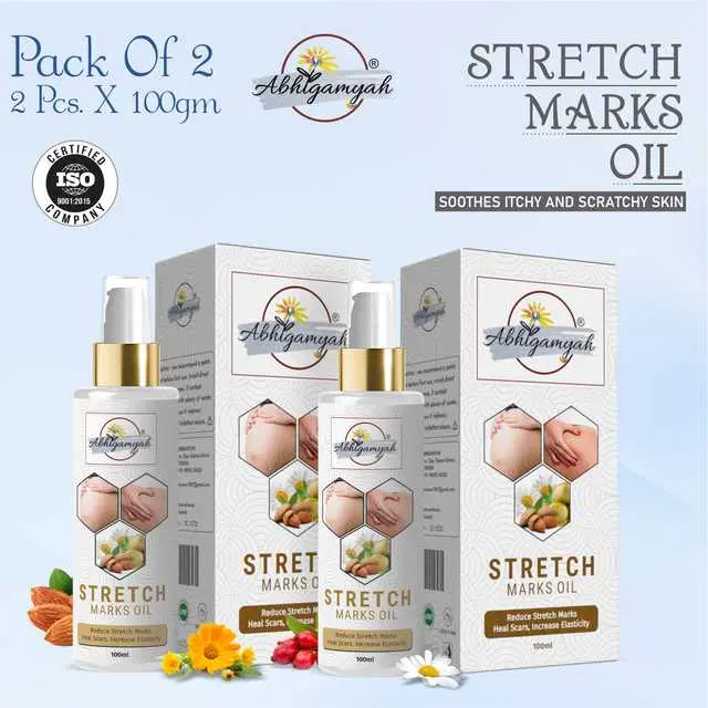 Abhigamyah Present Repair Stretch Marks Removal Natural Heal Pregnancy Breast, Hip, Legs, Mark Oil, 100 ml, Pack Of 2, A-954