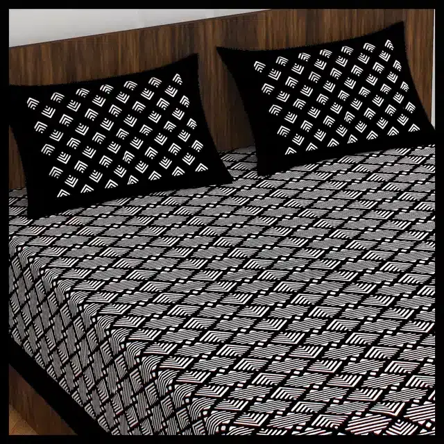 Double Bedsheet with 2 Pillow Covers, Black, 215x235 cm