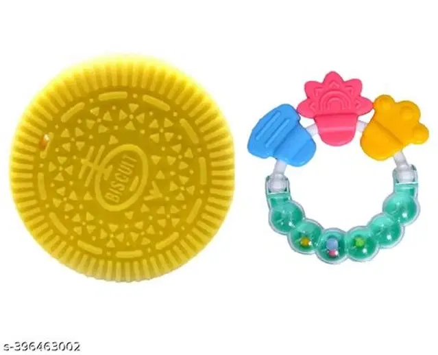 Rattle Toy with Teether for Baby, Multicolor, Set of 2