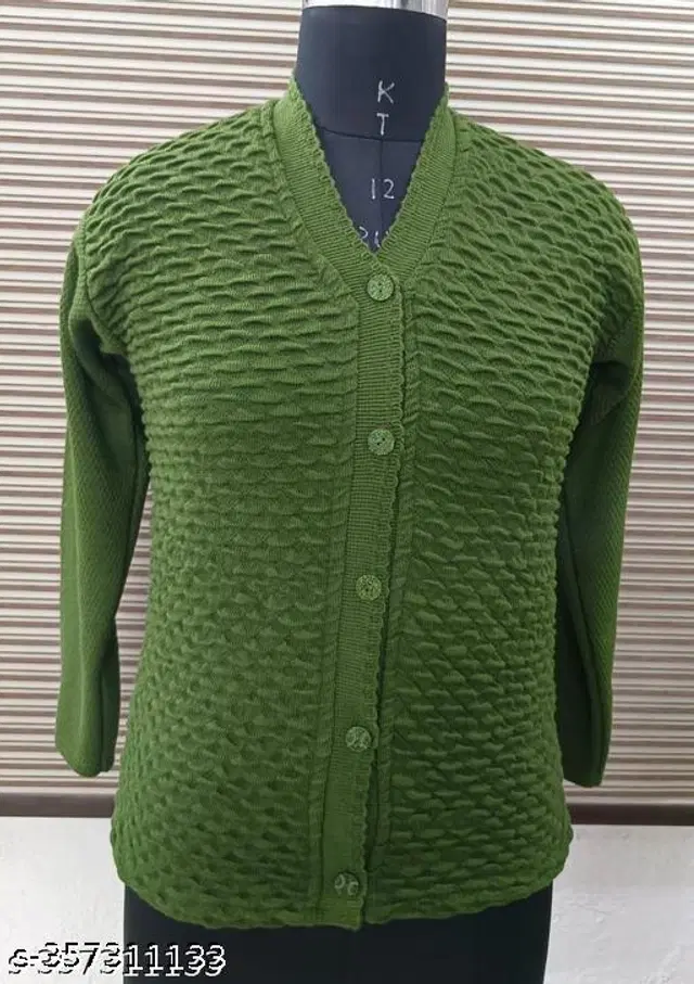 Woolen Sweater for Women (Green, L)