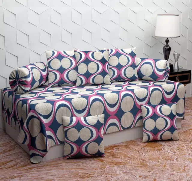 Microfiber Diwan Cover Set, Multicolor, Pack of 8