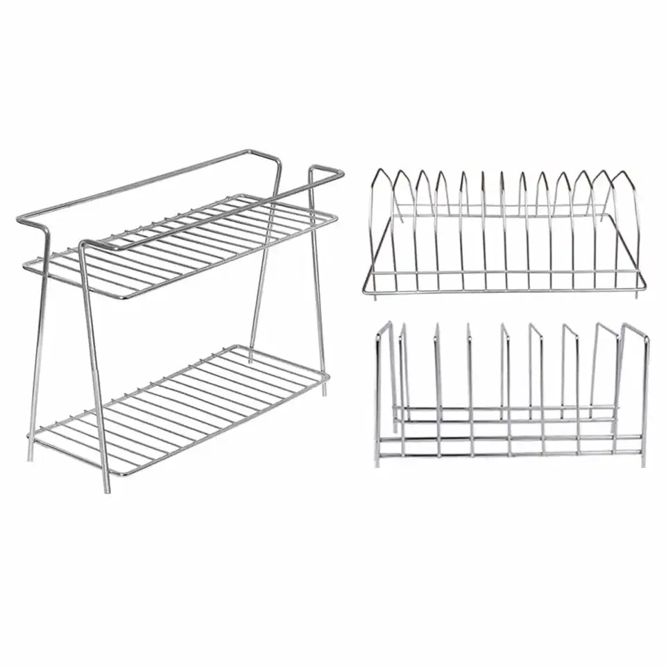 Oc9 Stainless Steel Spice Rack 2 Shelf & Plate Stand For Kitchen, Pack Of 2, Oc-267
