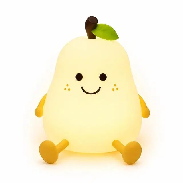 Rechargeable Tap Control Silicone Pear Night Lamp With 7 Color Changing Modes