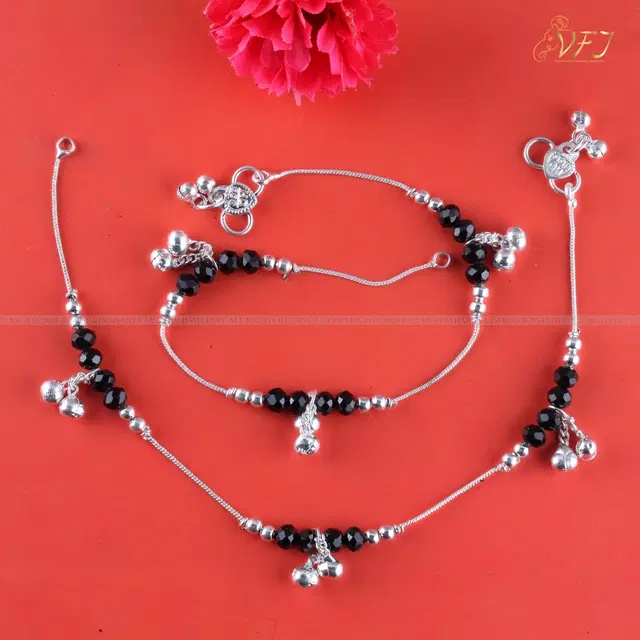 Brass Silver Plated Anklet for Women, Set of 1 (Silver)