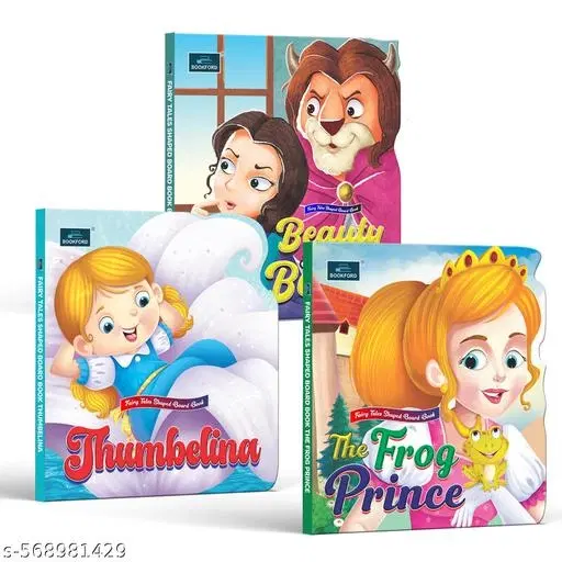BOOKFORD Fairy Tale Shaped Board Book |Beauty and the Beast, The Frog Prince, and Thumbelina | for kids | fairy tales for kids | story books | (Set of 3)