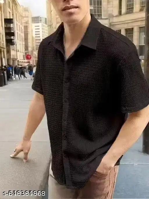 Casual Shirt for Men (Black, S)