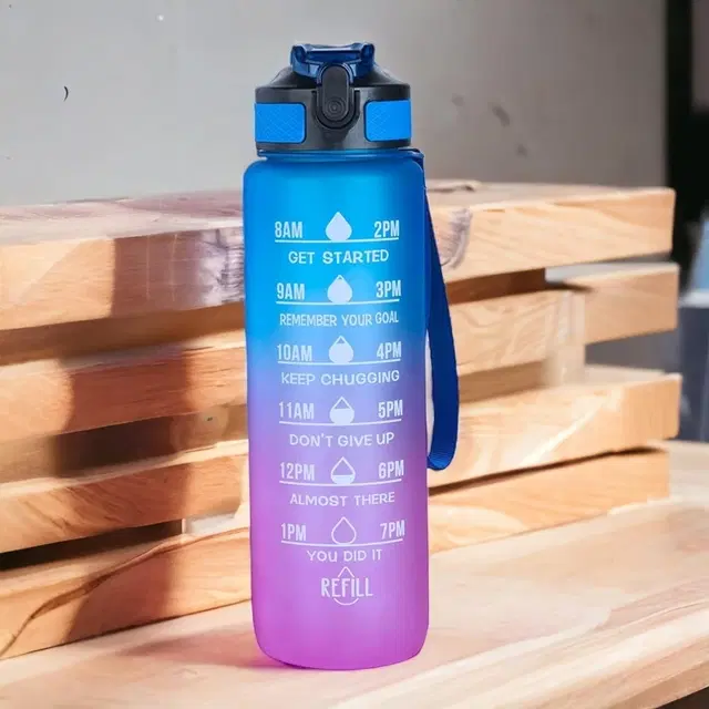 Silicone Sipper Water Bottle, Multicolor, 1000 ml