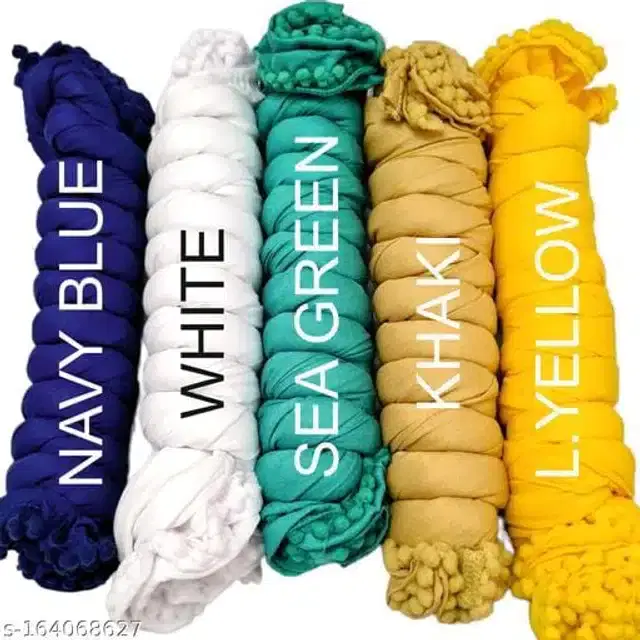 Dupatta for Women, Pack of 5 (Multicolor, 2 m)