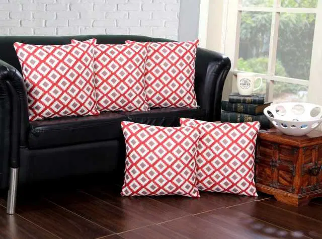 Cushion cover with zip Closure, Set of 5, 16 X 16 Inches, Multicolor, A-338