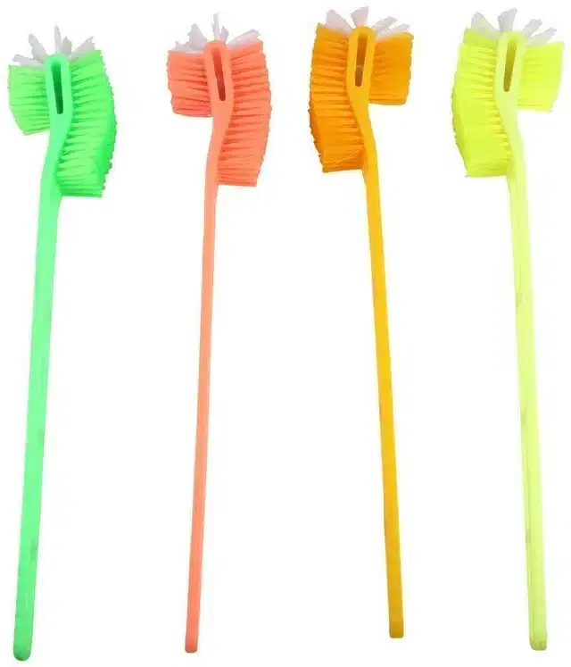 Plastic Long Handle Toilet Brush, Multicolor, Pack of 4