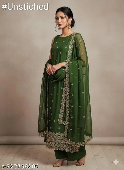 Vichitra Silk Punjabi/All Over Suits for Women (Multicolor, 6.45 meter (XL)