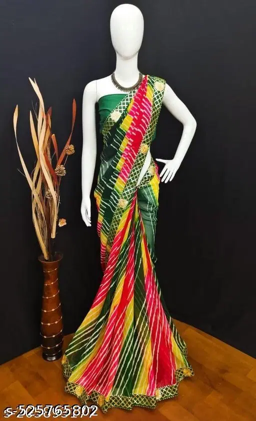 Georgette Saree for Women, Green (5.5 M)