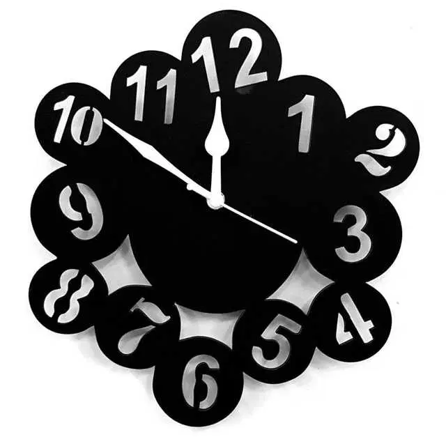 Jaipur Crafts Wooden Wall Abstract Clock, Black, 11 Inch, N-12