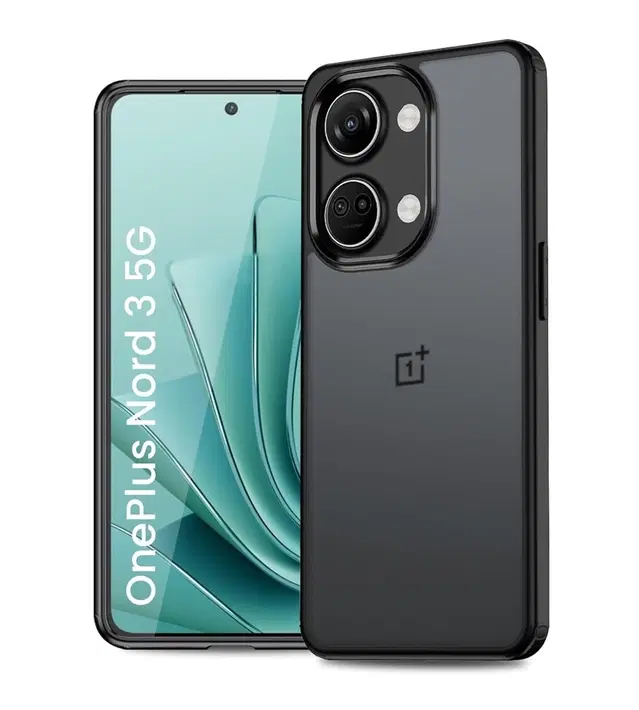 Aramid Fiber Transparent Hybrid Hard Bumper Mobile Back Cover for OnePlus Nord 3 5G, Black