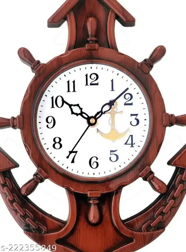 Analog Wall Clock, Brown, 31x 24cm