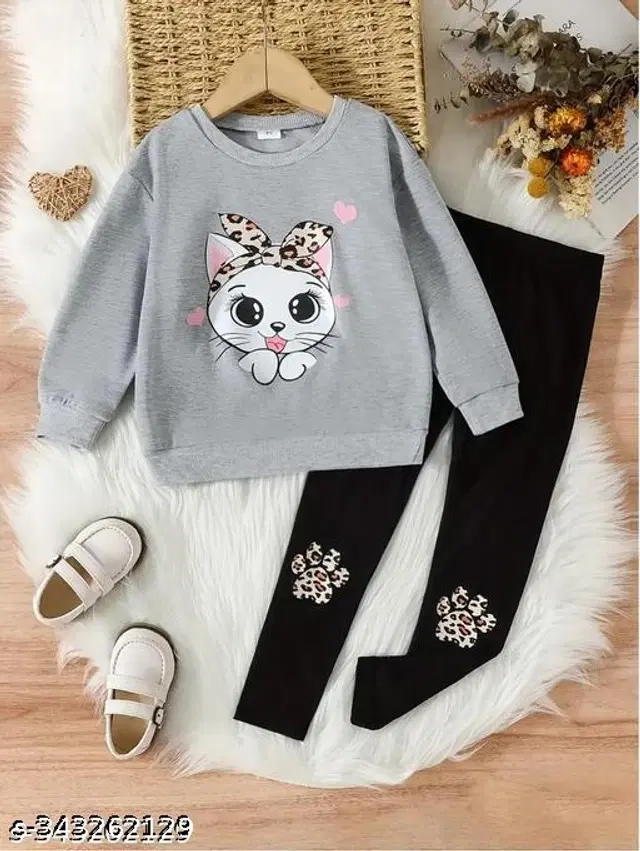 Cotton Blend Clothing Set for Girls (Multicolor, 2-3 Years)