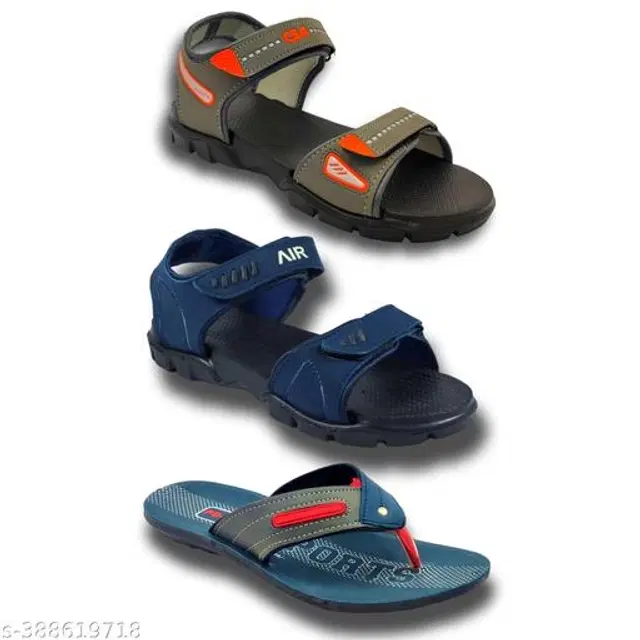 Sandals with Flipflop for Men, Pack of 3 (Multicolor, 6)
