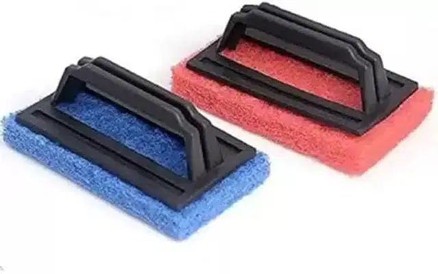 Multipurpose Scrubber with Handle, Blue & Red, Pack of 2