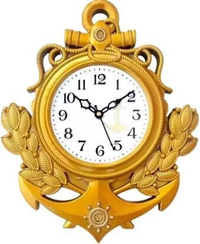 Khatu Crafts Plastic Wall Clock, Gold, 25x25 cm