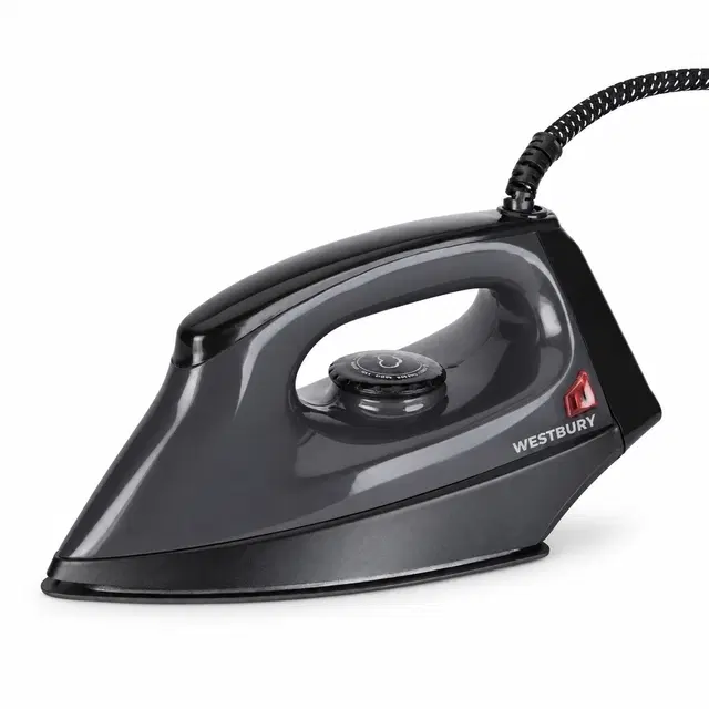 WESTBURY DRY IRON ELITE 1000WATTS, Greblon Non Sick Soleplate with German Technology| Shock Proof Body| Aerodynamic Design, 360° Swivel Cord