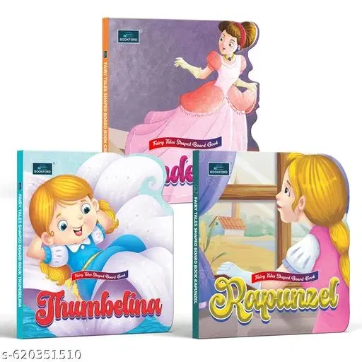 Fairy Tale Shaped Board Book – Set of 3: Cinderella Rapunzel Thumbelina | Classic Fairy Tales for Kids | Durable Shaped Story Books for Early Learning Toddlers Preschool Reading Fun | Gift for Birthday Return Gift Homeschooling
