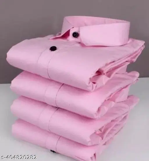 Cotton Blend Solid Shirt for Men, Pink (XL)