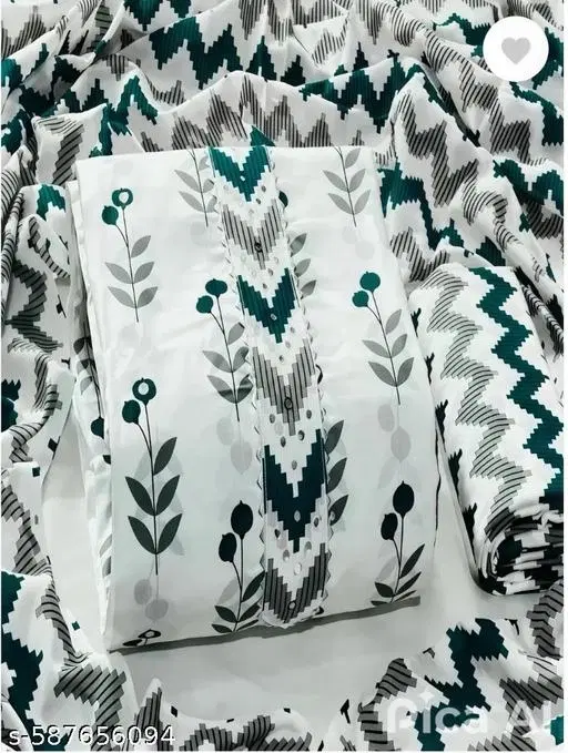 Cotton Printed Dress Material for Women (Multicolor, 6.05 meter (M)