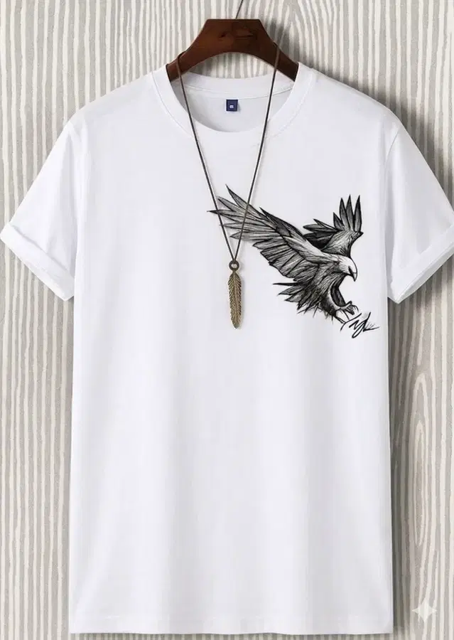 Crew Neck Solid T-shirts for Men (White, XXL)