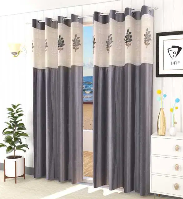 Homefab Polyester Curtains, Grey, 5 Feet, HF-214