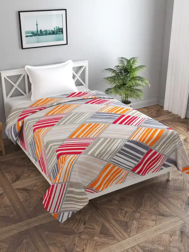 Printed Single Duvet Cover with Zipper, Multicolor, 60x90 Inches