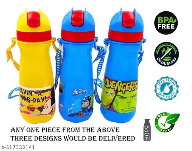 Sipper Water Bottle, Multicolor, 650 ml, Pack of 1