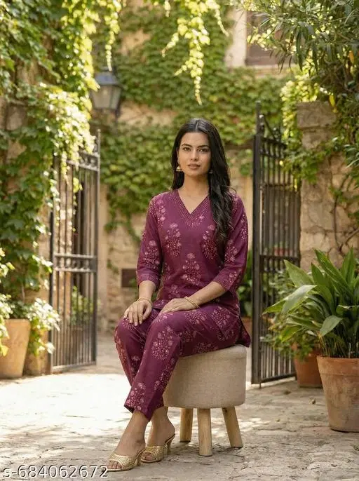 Kurta Set for Women (Red, M)
