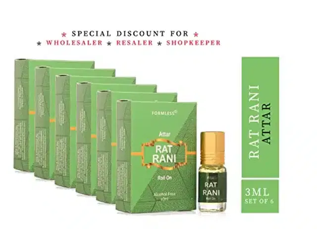 Formless Rat Rani Roll On Attar, Pack of 6, 3 ml