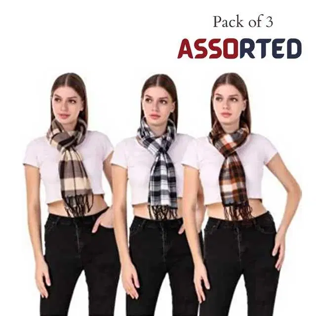 Unisex Muffler, Pack of 3 (Assorted, Free Size) (TJS-19)