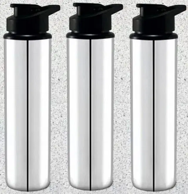 Stainless Steel Water Bottle, Silver, 900 ml, Pack of 3