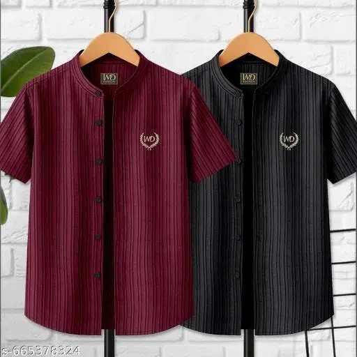 Striped Cotton Blend T-Shirt for Boys (Maroon, 2-3 Years)