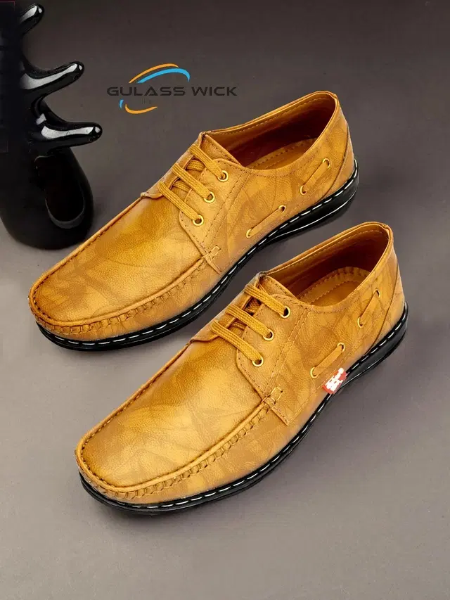 Derby Casual Shoes for Men (Beige, 6)