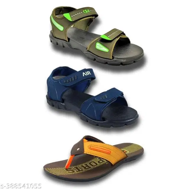 Sandals with Flipflop for Men, Pack of 3 (Multicolor, 6)