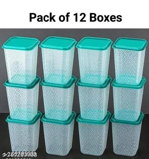 Plastic Storage Containers, White, Pack of 12 (1000 ml)