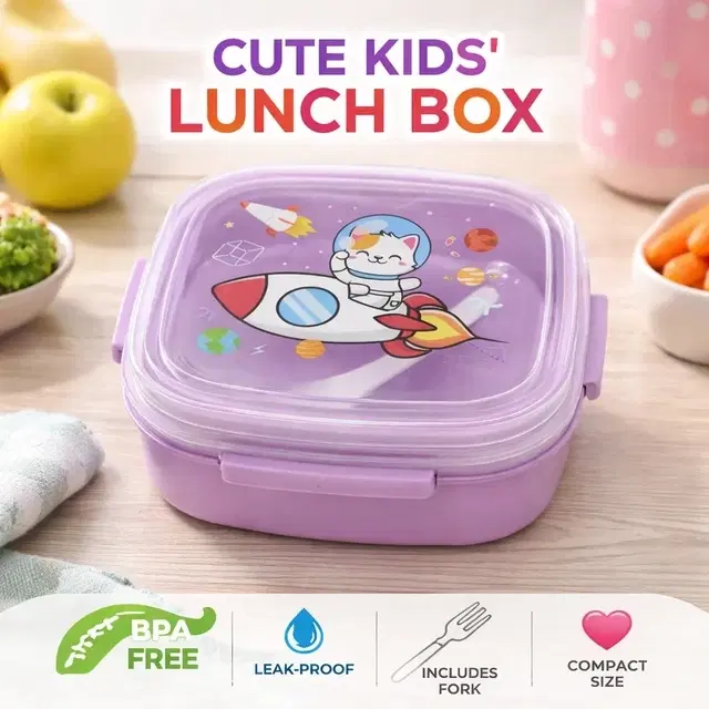 Lunch Box with Fork Purple Space