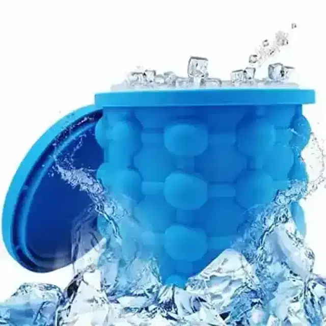 K Kudos Silicon Ice Cube Maker Cum Storage Ice Tray (Blue)