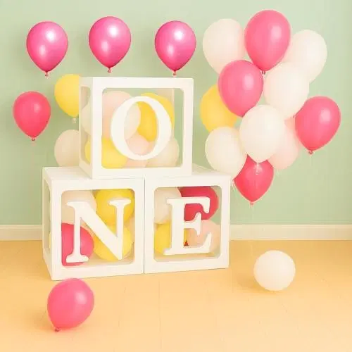 One Balloon Box for 1st Birthday Decoration,Multicolour,Set Of 1