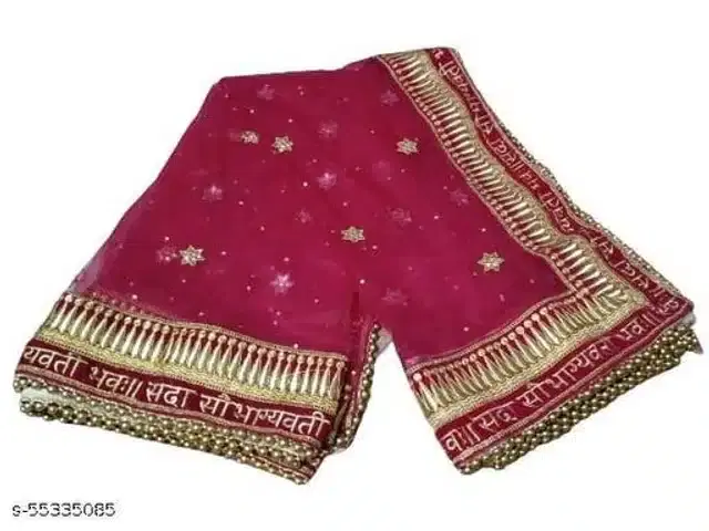 Bridal Netted Dupatta (Dark Pink, 2.5 m)