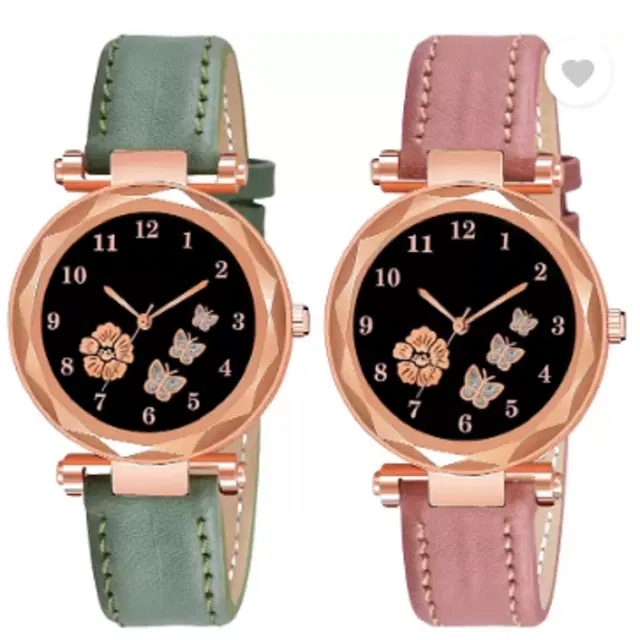 Analog Watch for Women & Girls, Pack of 2 (Multicolor)