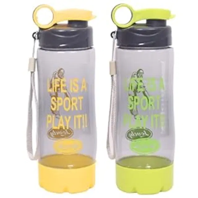 Plastic Water Bottles, Yellow & Neon Green, 500 ml, Pack of 2
