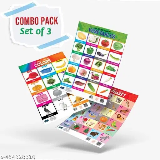 Bookford Publications My small chart Alphabet, Colors & Vegetables (Set of 3)