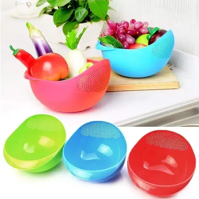 Plastic Food Strainer, Multicolor, Pack of 3