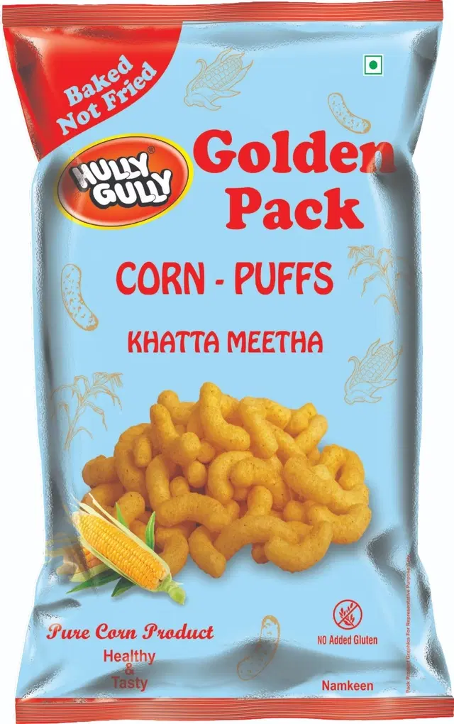 Hully Gully Golden Pack Khatta Meetha Corn Puff 150 g