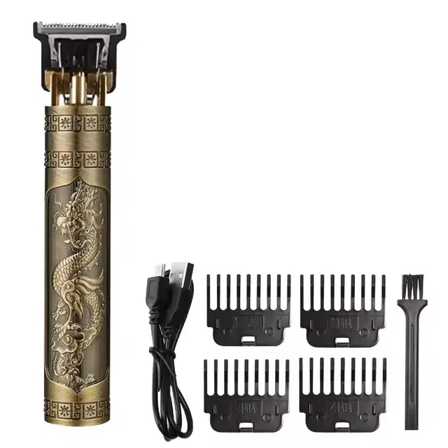 Vintage T9 1200mAh Li-ion Battery Rechargeable 180 minutes Runtime Professional Hair Trimmer for Men with 3 Guided Combs, Gold